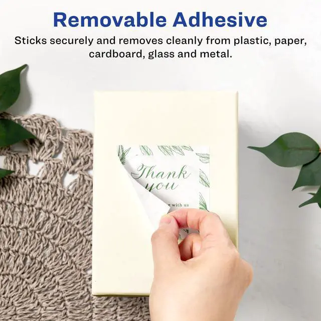 Alt view image 2 of 7 - ® Matte White Removable Square Labels, Sure Feed® Technology, Print-to-The-Edge, 2" x 2", 1,200 Removable Labels, Laser/Inkjet Printable