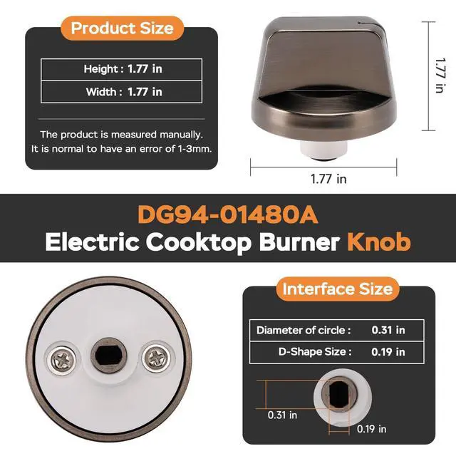 Alt view image 4 of 7 - DG94-01480A for Samsung Stove Knob Replacement Parts, Compatible with Samsung Smart Electric Cooktop Burner NZ36K6430RG/AA-00,NZ30K6330RG/AA-00,NZ30K6330RS/AA-00,NZ36K6430RS/AA-00, 5 Pack