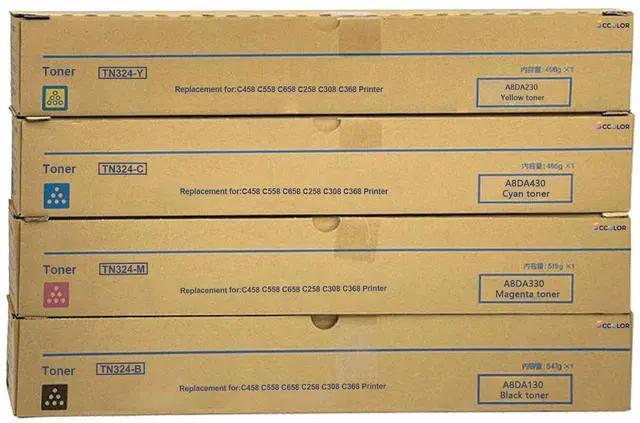 Main image of TN324 TN-324 Toner Cartridge A8DA130 A8DA430 A8DA330 A8DA230 | High Yield TN324-K TN324-C TN324-Y TN324-M Replacement for Konica Minolta bizhub C258 C308 C368 Printer