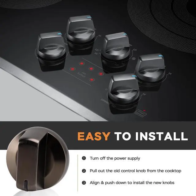 Alt view image 5 of 7 - DG94-01480A for Samsung Stove Knob Replacement Parts, Compatible with Samsung Smart Electric Cooktop Burner NZ36K6430RG/AA-00,NZ30K6330RG/AA-00,NZ30K6330RS/AA-00,NZ36K6430RS/AA-00, 5 Pack