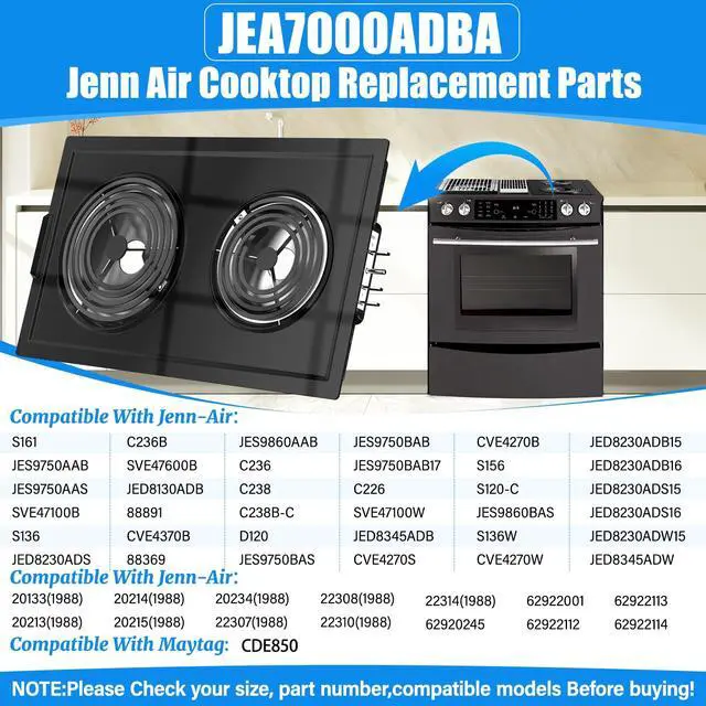 Alt view image 3 of 7 - Upgraded JEA7000ADBA Coil Element Cartridge Compatible with Jenn Air Cooktop Replacement Parts A100 Jennair Cooktop Parts Whirlpool Electric Stove Range Cook top Burners Cartridge JEA7000ADB PS2162190