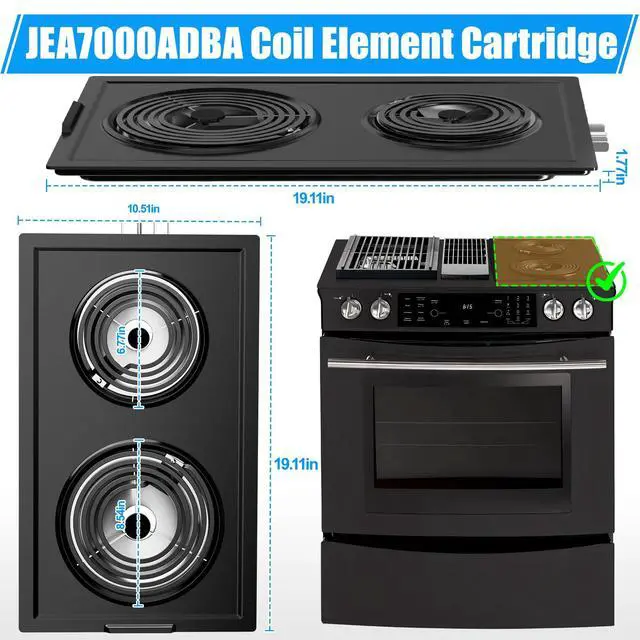 Alt view image 6 of 7 - Upgraded JEA7000ADBA Coil Element Cartridge Compatible with Jenn Air Cooktop Replacement Parts A100 Jennair Cooktop Parts Whirlpool Electric Stove Range Cook top Burners Cartridge JEA7000ADB PS2162190