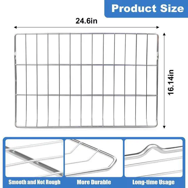 Alt view image 2 of 7 - Upgraded MHL63411403 Oven Rack Replacement 24.6 x 16.2 304 Stainless Steel Range Shelf Compatible with LG Stove LDG4313ST LREL6323S Replaces MHL63411401 MHL63411402 MHL62112101, 2 Pack