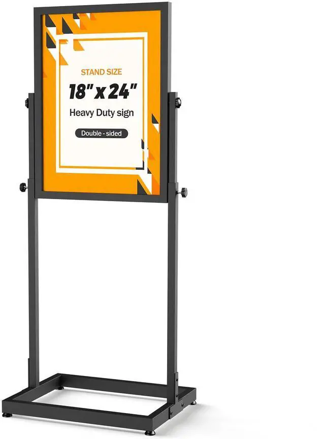 Main image of Sign Holder Floor Stand, 18x24 Inch Heavy Duty Pedestal Poster Banner Stand for Display, Metal Floor Standing Display - Double Sided Poster Stand for Business, Office, Trade Show, Mall Advertising