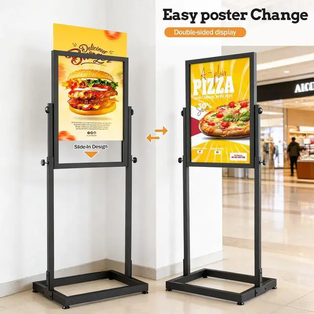 Alt view image 2 of 7 - Sign Holder Floor Stand, 18x24 Inch Heavy Duty Pedestal Poster Banner Stand for Display, Metal Floor Standing Display - Double Sided Poster Stand for Business, Office, Trade Show, Mall Advertising