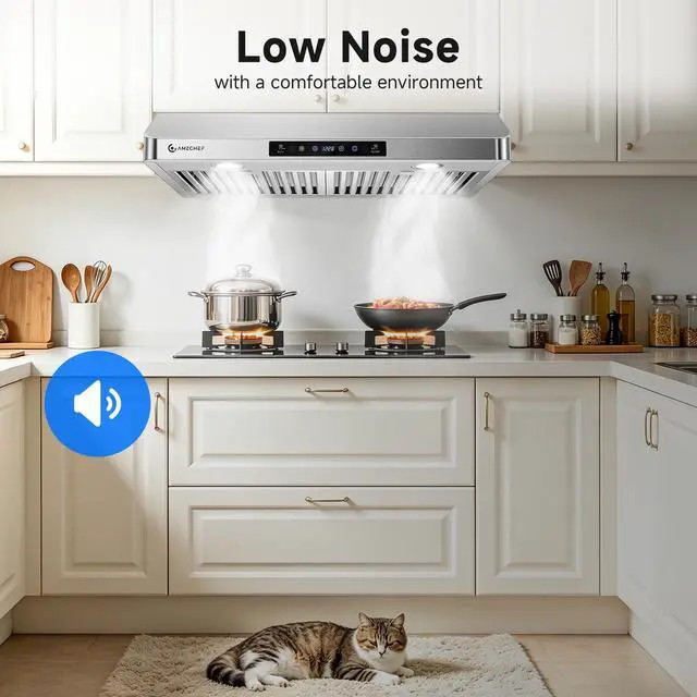 Alt view image 7 of 7 - 30" Stainless Steel Under Cabinet Range Hood, 1050 CFM Dual-Fan | Stainless Steel hood with Touch/Remote/Gesture Control, timer, LED lights & dishwasher-safe baffle filters 3 outlets
