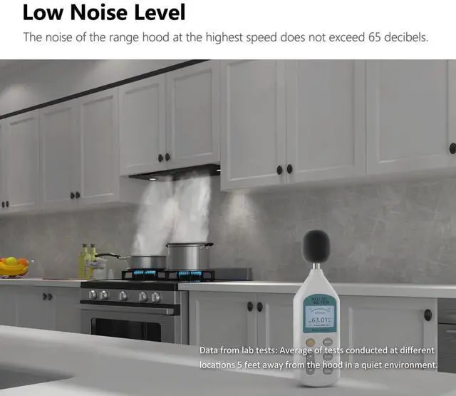 Alt view image 4 of 6 - 36 inch Black Built-in/Insert Range Hood, 900 CFM Ducted/Ductless Stainless Steel Kitchen Vent Hood with 4 Speed Gesture Sensing&Touch Control Panel(IKB01-36-BSS)