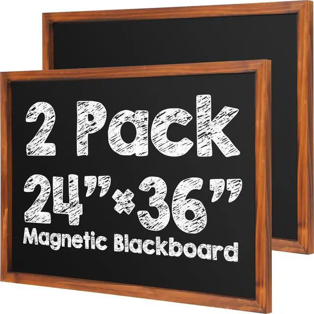 Alt view image 7 of 7 - 2 Pieces 24 x 36 Inch Magnetic Chalkboard Blackboard Large Hanging Framed Wall Chalk Board Natural Pine Frame Easy-to-Erase Black Board for Home Office