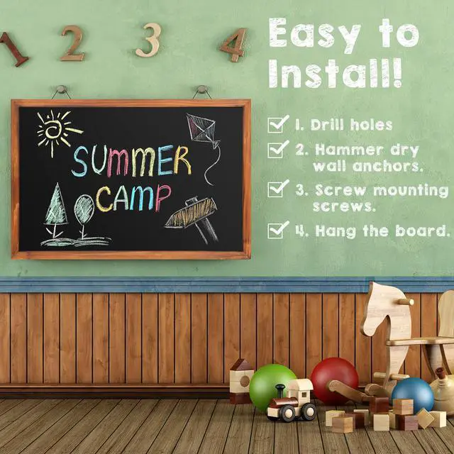 Alt view image 6 of 7 - 2 Pieces 24 x 36 Inch Magnetic Chalkboard Blackboard Large Hanging Framed Wall Chalk Board Natural Pine Frame Easy-to-Erase Black Board for Home Office