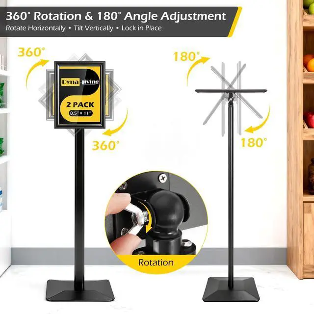 Alt view image 2 of 7 - Sign Stand for Display 2 Pack Sign Holder Stand 8.5 x 11 Inch, Heavy-duty Pedestal Sign Holder, Adjustable Floor Standing Signs Holders, Poster Holders Stand for A4 Advertising