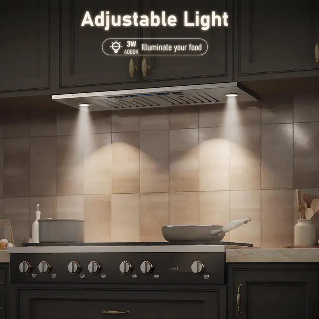 Alt view image 5 of 6 - 36 inch Built-in/Insert Range Hood 900 CFM, Ducted/Ductless Convertible Duct, Stainless Steel Kitchen Vent Hood with 4 Speed Gesture Sensing&Touch Control Panel(IKB01-36)