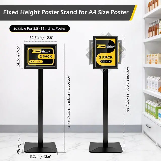 Alt view image 3 of 7 - Sign Stand for Display 2 Pack Sign Holder Stand 8.5 x 11 Inch, Heavy-duty Pedestal Sign Holder, Adjustable Floor Standing Signs Holders, Poster Holders Stand for A4 Advertising