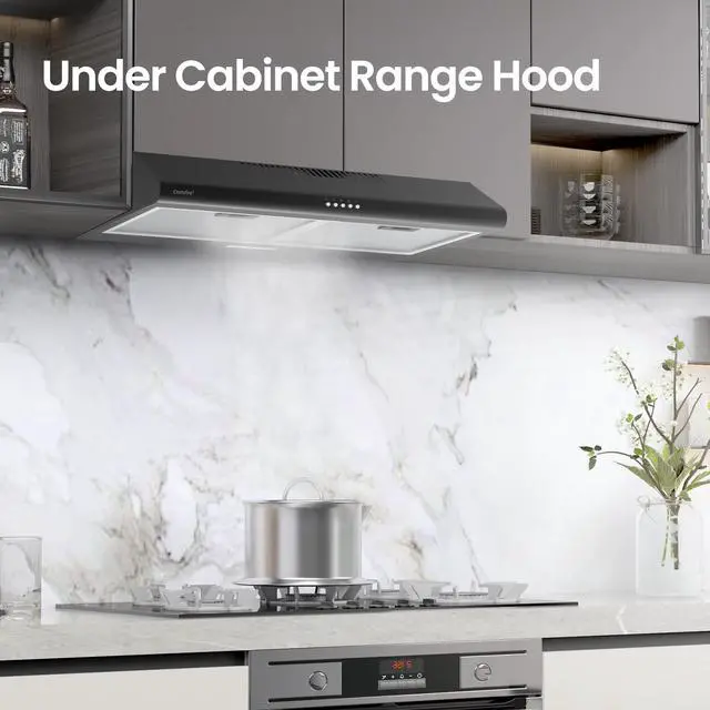 Alt view image 2 of 7 - Range Hood 30 Inch Under Cabinet, Ducted/Ductless Convertible