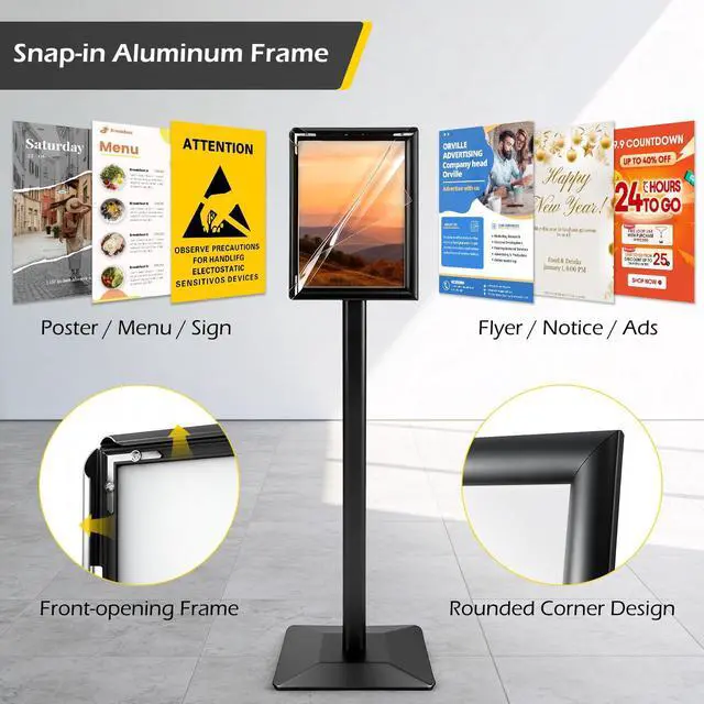 Alt view image 6 of 7 - Sign Stand for Display 2 Pack Sign Holder Stand 8.5 x 11 Inch, Heavy-duty Pedestal Sign Holder, Adjustable Floor Standing Signs Holders, Poster Holders Stand for A4 Advertising