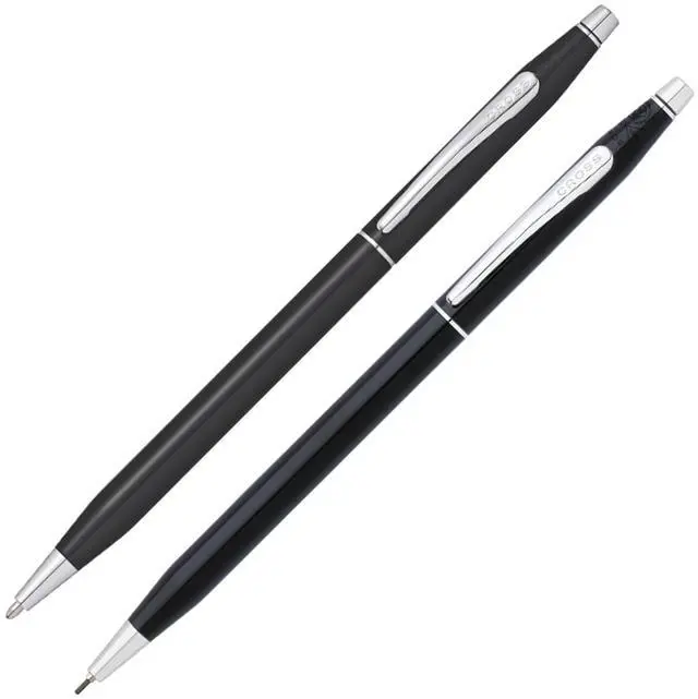 Main image of Classic Century Refillable Pen & Pencil Gift Set Presented in a Luxury Gift Box - Medium Point, Black Ink, Black & Chrome