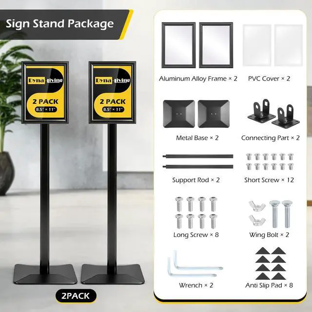 Alt view image 5 of 7 - Sign Stand for Display 2 Pack Sign Holder Stand 8.5 x 11 Inch, Heavy-duty Pedestal Sign Holder, Adjustable Floor Standing Signs Holders, Poster Holders Stand for A4 Advertising