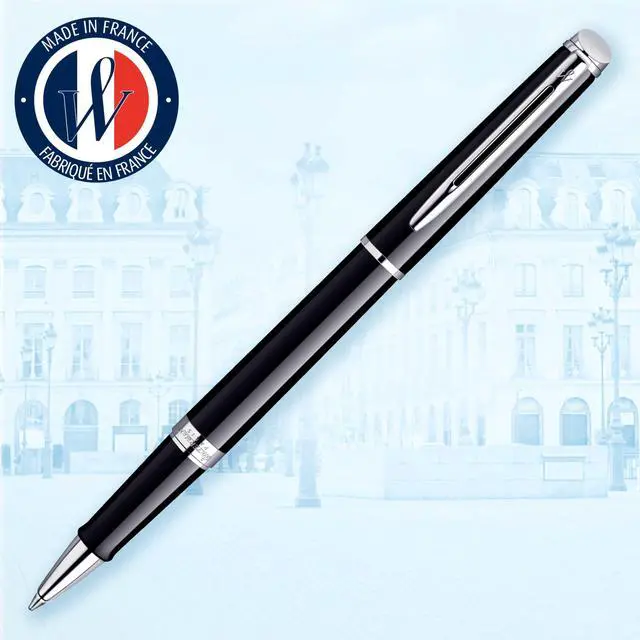 Alt view image 2 of 7 - Hemisphere Rollerball Pen, Gloss Black with Chrome Trim, Fine Point, Black Ink, Gift Box