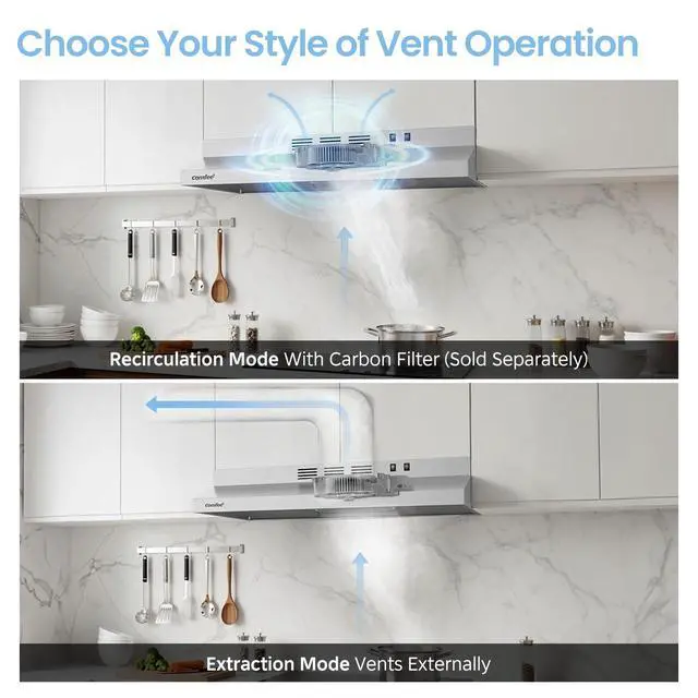 Alt view image 7 of 7 - Range Hood 30 Inch Under Cabinet 200 CFM Ducted/Ductless