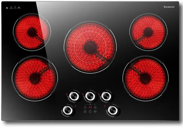 Main image of 30 Inch Electric Cooktop Anti-slip Knob, 5 Burner Cookrop 8500W | (29.2" x 19.3") Built in Cooktop, Dual-Ring Burner, Auto Shutoff, Safety Lock, 99 Mins Timer, Pause, 240V Hardwired
