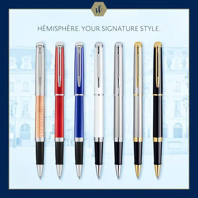 Alt view image 7 of 7 - Hemisphere Rollerball Pen, Gloss Black with Chrome Trim, Fine Point, Black Ink, Gift Box