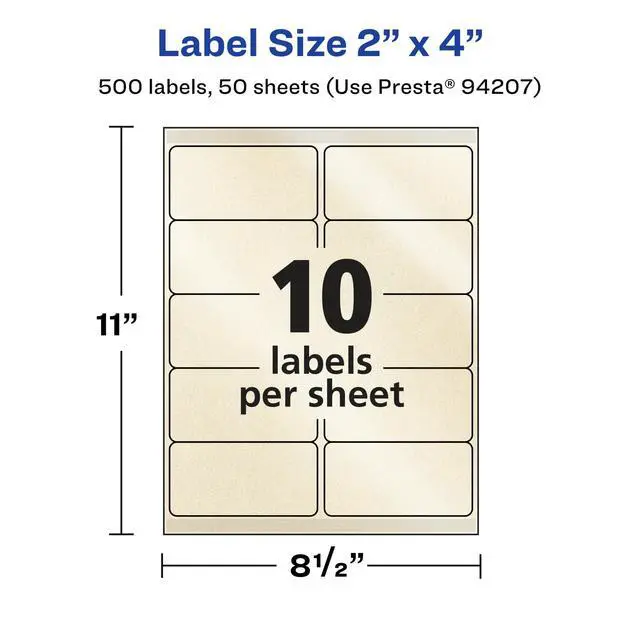 Alt view image 5 of 7 - ® Pearlized Ivory Rectangle Labels, Sure Feed® Technology, 2" x 4", 500 Pearlized Ivory Labels, Laser/Inkjet Printable