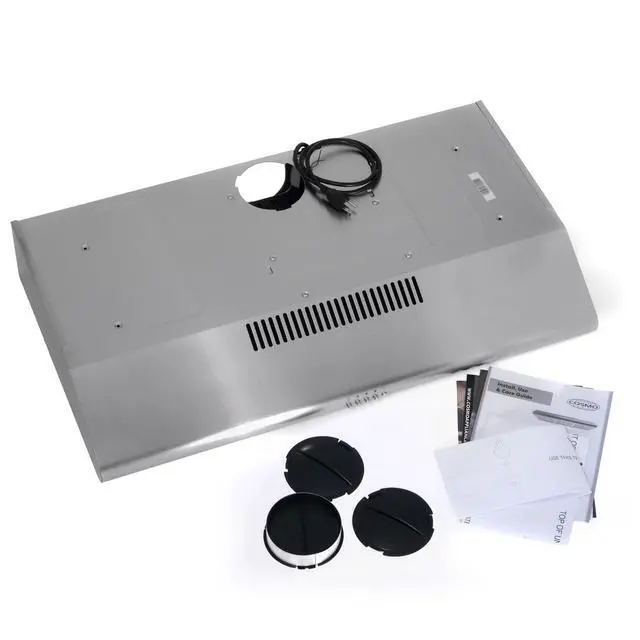 Alt view image 7 of 7 - 36 in. Delta Coll Ducted Under Cabinet Range Hood, Mesh Filters, Stainless | COS-5MU36 Reusable Filters, LED Lighting, Push Button Controls, 3 Fan Speeds, Slim Profile, Top or Rear Venting