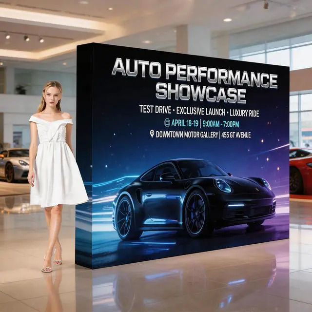 Alt view image 7 of 7 - 7.4 X 7.4FT Portable Pop Up Display Stand, Aluminum Folding Banner Stand, Fabric Tension Backdrop Booth Frame for Trade Shows, Weddings, Retail & Outdoor Events (Including A Carry Bag)