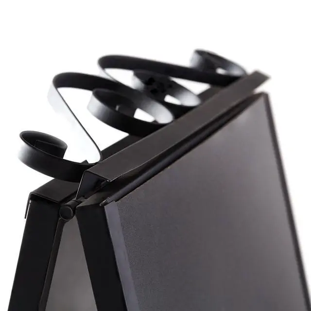 Alt view image 4 of 6 - Scrollwork Design Large A-Frame Black Metal Freestanding Chalkboard Sign/Decorative Restaurant Menu Sidewalk Message Board