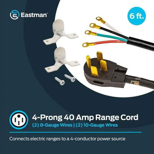 Alt view image 2 of 6 - 6 Feet Electric Range Cord, 40 Amps 4-Prong Wire, 61273 (Pack of 12)
