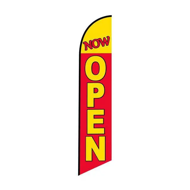 Alt view image 2 of 7 - NOW OPEN Advertising Swooper Feather Flag Banner with 15' Foot Pole Kit and Ground Stake - Perfect for Businesses Outdoor Signs
