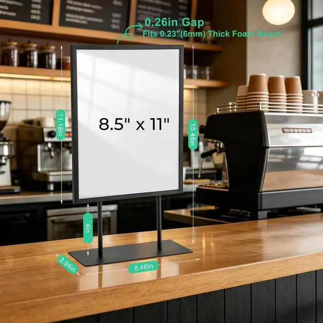 Alt view image 4 of 6 - Tabletop Metal Sign Holder, 8.5"x11" Stainless Steel Double Sided T Shape Menu Display Stand for Office Store Restaurant Hotels (2 Pack Vertical)
