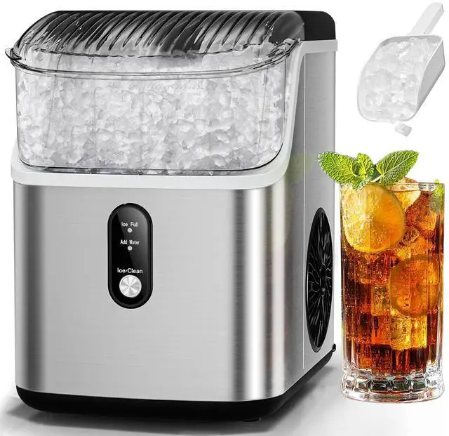 Main image of Nugget Ice Makers Countertop, Portable Ice Maker Machine with Self-Cleaning, 35lbs/24H, Crushed Ice Machine with Handle & Scoop for Home, Kitchen, Office and Camping(Stainless Steel)