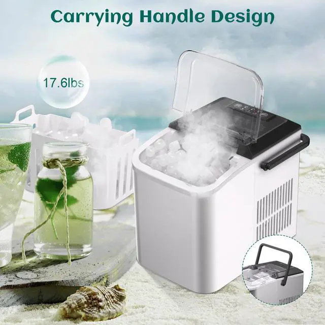 Alt view image 4 of 7 - Bullet Ice Maker, 26.5 lb/24H Counter Top Ice Maker with Self-Cleaning Function, 9 Cubes Ready in 7-8 Mins, Portable Ice Maker Suitable for Home, Office, Kitchen, RV, white S, WBJ-10C