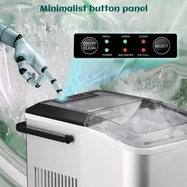 Alt view image 3 of 7 - Bullet Ice Maker, 26.5 lb/24H Counter Top Ice Maker with Self-Cleaning Function, 9 Cubes Ready in 7-8 Mins, Portable Ice Maker Suitable for Home, Office, Kitchen, RV, white S, WBJ-10C