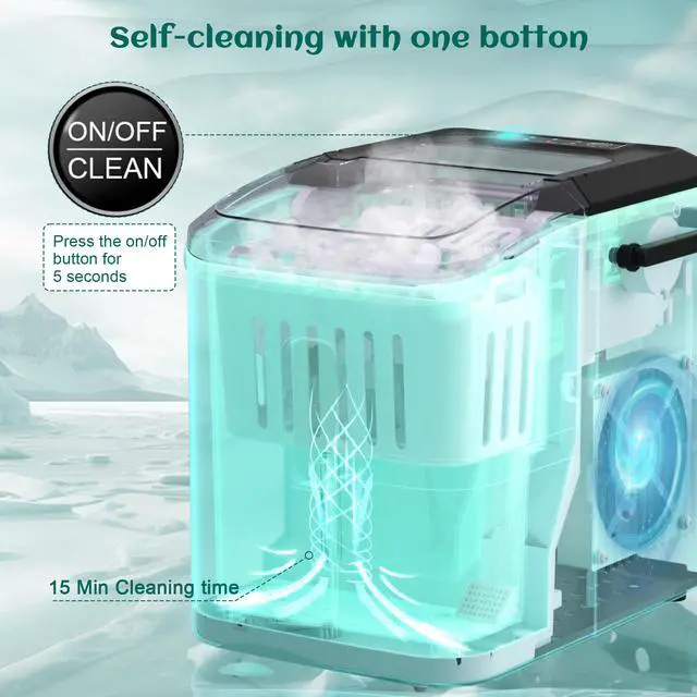 Alt view image 5 of 7 - Bullet Ice Maker, 26.5 lb/24H Counter Top Ice Maker with Self-Cleaning Function, 9 Cubes Ready in 7-8 Mins, Portable Ice Maker Suitable for Home, Office, Kitchen, RV, white S, WBJ-10C
