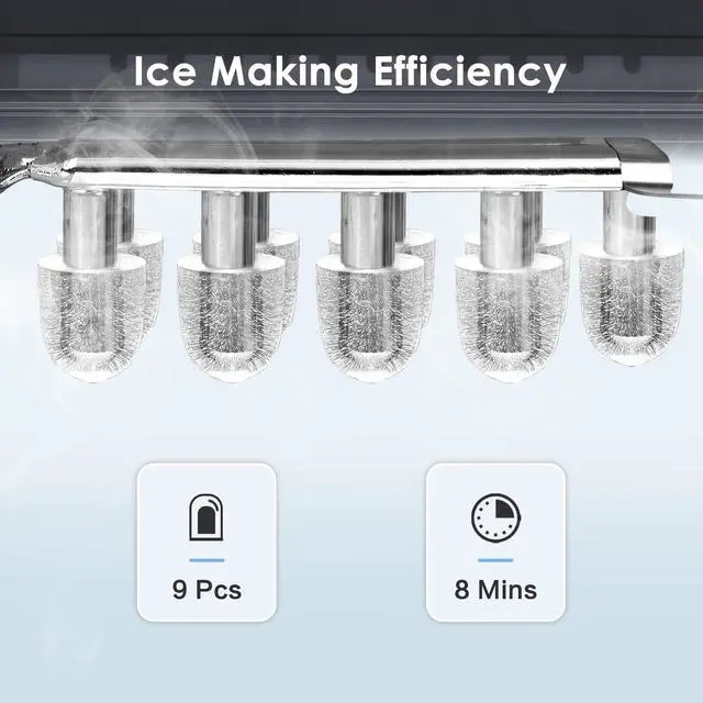 Alt view image 2 of 7 - Ice Makers Countertop,Protable Ice Maker Machine with Self-Cleaning, 26Lbs/24H,9 Ice Cubes/8 Mins, Ice Scoop, and Basket for Home/Kitchen/Office/Party-Black