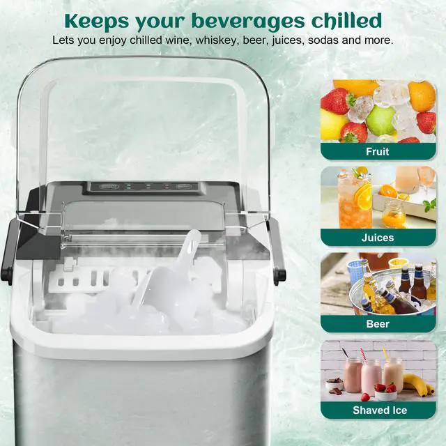 Alt view image 7 of 7 - Bullet Ice Maker, 26.5 lb/24H Counter Top Ice Maker with Self-Cleaning Function, 9 Cubes Ready in 7-8 Mins, Portable Ice Maker Suitable for Home, Office, Kitchen, RV, white S, WBJ-10C