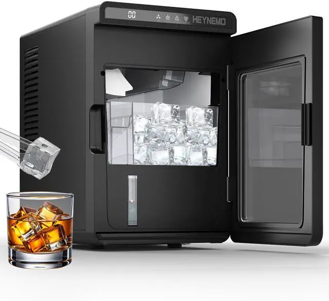 Main image of Clear Ice Maker Compact Countertop Ice Machine with 1.6" Square Ice Cubes, Fast 10-Min Ice Production, Self-Cleaning,LED Light & TimerPortable Electric Ice Maker for Kitchen, Bar, RV, Black