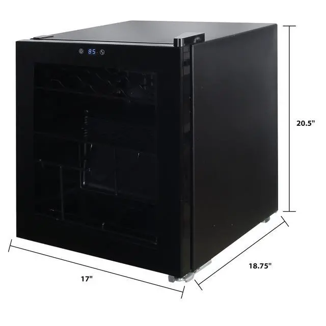 Alt view image 5 of 5 - Wine and Beverage Center, 1.6 Cu.Ft. Capacity, in Black | Wine and Beverage Center, 15 Bottle/60 Can Capacity, Glass Door, Adjustable Wire Racks, 1.6 Cu.Ft., in Black