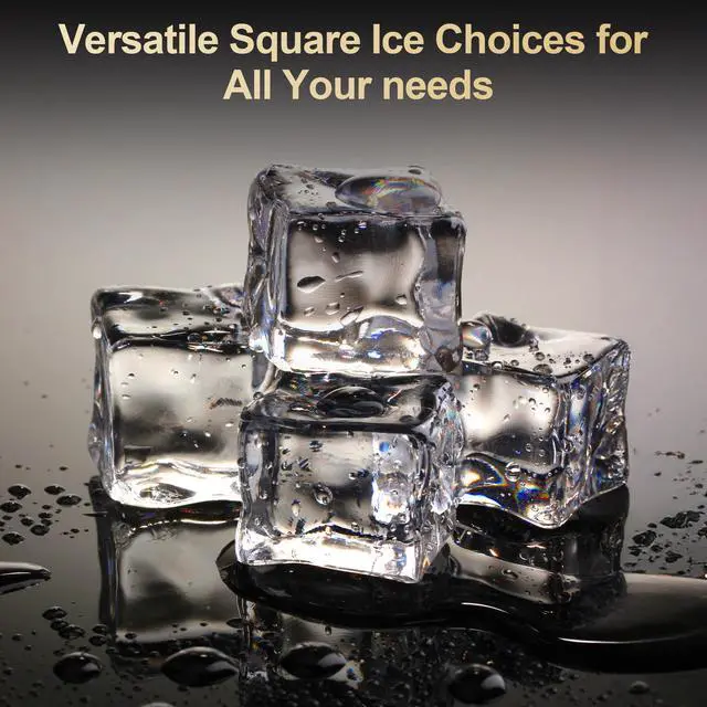 Alt view image 5 of 7 - Clear Ice Maker Compact Countertop Ice Machine with 1.6" Square Ice Cubes, Fast 10-Min Ice Production, Self-Cleaning,LED Light & TimerPortable Electric Ice Maker for Kitchen, Bar, RV, Black