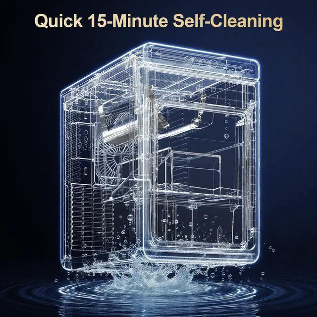 Alt view image 6 of 7 - Clear Ice Maker Compact Countertop Ice Machine with 1.6" Square Ice Cubes, Fast 10-Min Ice Production, Self-Cleaning,LED Light & TimerPortable Electric Ice Maker for Kitchen, Bar, RV, Black