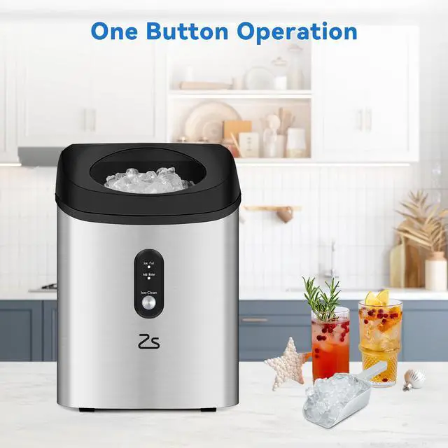 Alt view image 3 of 5 - Nugget Ice Maker, Rapid Ice Making in 6-8min, 33lbs/24H, 1.1lb ice Basket Capacity,45db Noise Level, Auto-Cleaning,Food-Grade Internal Plastic,Water Shortage and Water Full Reminder