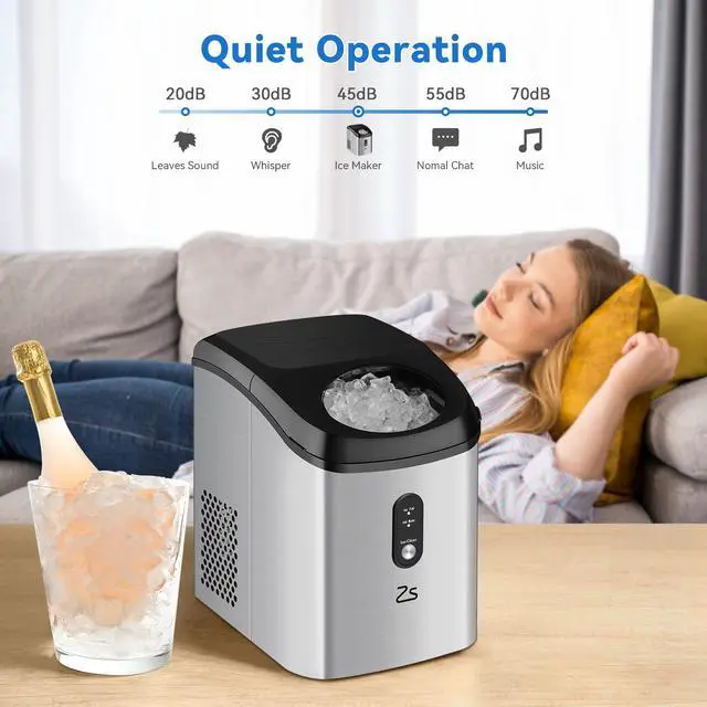 Alt view image 4 of 5 - Nugget Ice Maker, Rapid Ice Making in 6-8min, 33lbs/24H, 1.1lb ice Basket Capacity,45db Noise Level, Auto-Cleaning,Food-Grade Internal Plastic,Water Shortage and Water Full Reminder