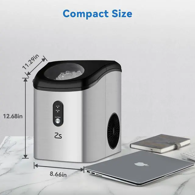 Alt view image 5 of 5 - Nugget Ice Maker, Rapid Ice Making in 6-8min, 33lbs/24H, 1.1lb ice Basket Capacity,45db Noise Level, Auto-Cleaning,Food-Grade Internal Plastic,Water Shortage and Water Full Reminder