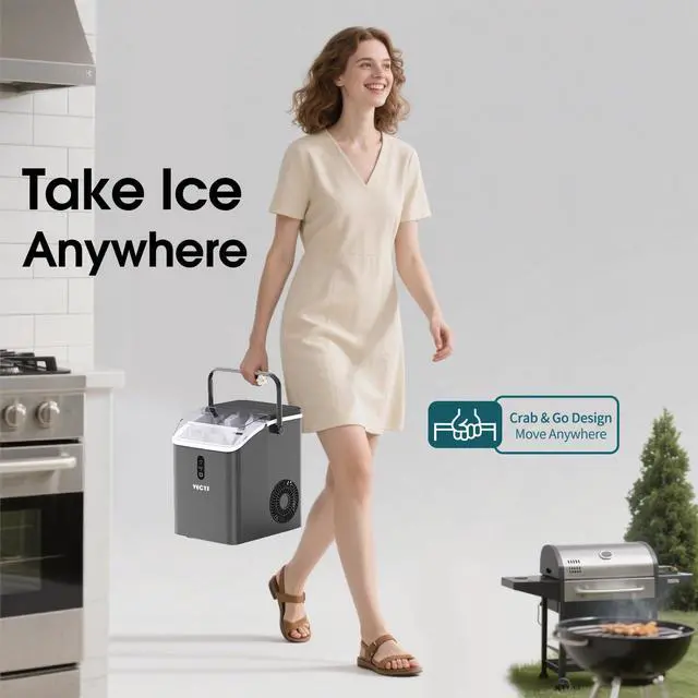 Alt view image 4 of 7 - Nugget Ice Maker, 34LBS/Day Countertop Ice Machine, Self-Cleaning Portable Pellet Ice Maker, Chewable Sonic Ice for Home, Office, Bar