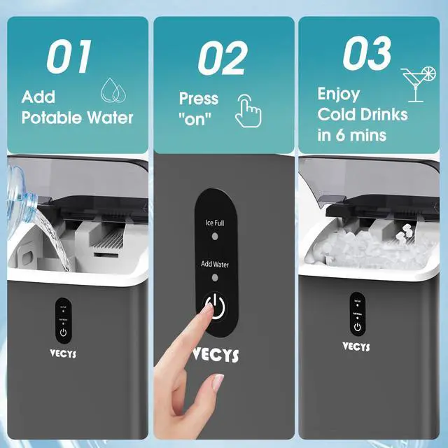 Alt view image 6 of 7 - Nugget Ice Maker, 34LBS/Day Countertop Ice Machine, Self-Cleaning Portable Pellet Ice Maker, Chewable Sonic Ice for Home, Office, Bar