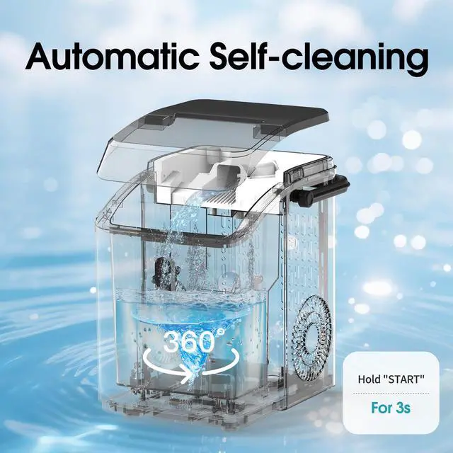 Alt view image 5 of 7 - Nugget Ice Maker, 34LBS/Day Countertop Ice Machine, Self-Cleaning Portable Pellet Ice Maker, Chewable Sonic Ice for Home, Office, Bar