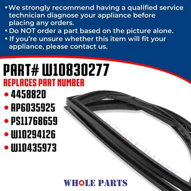 Alt view image 3 of 7 - Upgraded Refrigerator Door Seal Gasket (Magnetic Strip Inside, Black), Single Piece, Part# W10830277 - Replacement & Compatible with Some Kitchen Aid, Maytag and Whirlpool Refrigerators