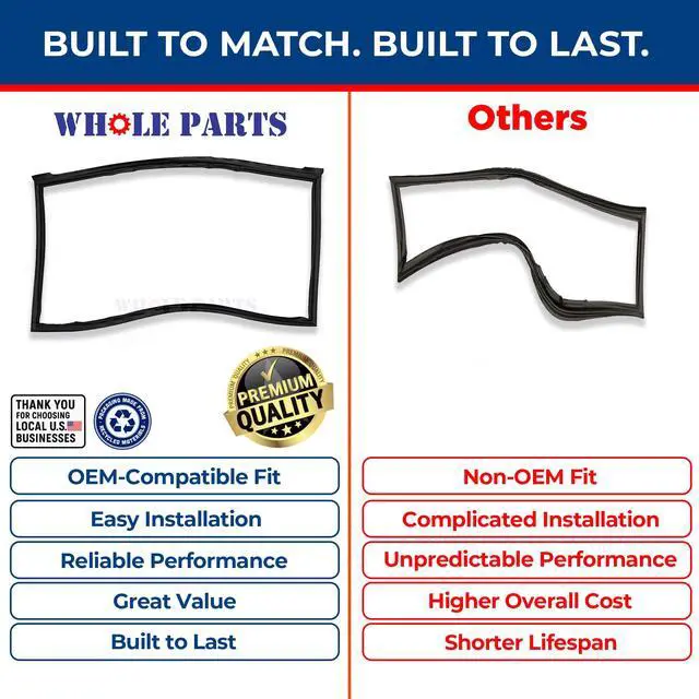 Alt view image 7 of 7 - Upgraded Refrigerator Door Seal Gasket (Magnetic Strip Inside, Black), Single Piece, Part# W10830277 - Replacement & Compatible with Some Kitchen Aid, Maytag and Whirlpool Refrigerators