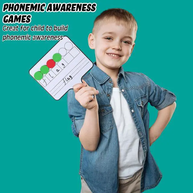 Alt view image 5 of 7 - 24 Pcs Magnetic Paddle Set Education Dry Erase Double Side Handheld Answer Board with Magnetic Counters Discs Phonemic Awareness Phonics Games Toy for Students Kids Teaching Supply (Black)